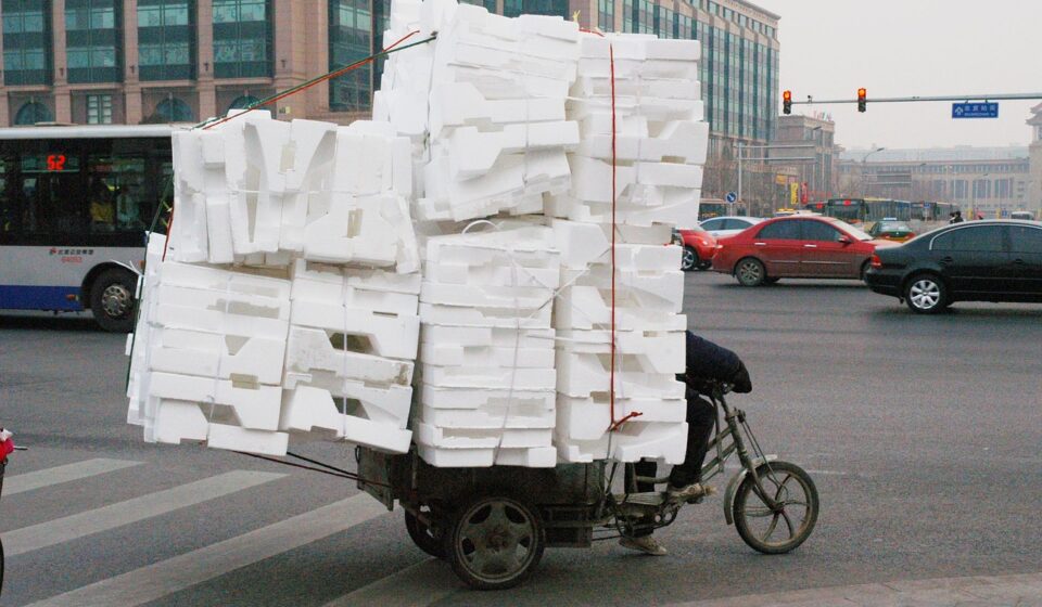 tricycle, cargo, carrier, transport, transportation, pedicab, pedal rickshaw, thermocol, bulky, street, thermocol, thermocol, thermocol, thermocol, thermocol, bulky
