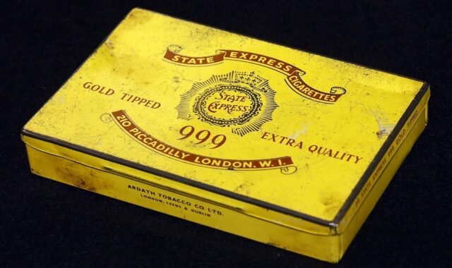 cigarettes, packaging, tin, box, pack, product, old, vintage, black vintage, black old, black box