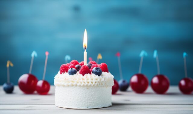 cake, berries, candle, sponge cake, sweet, delicious, fruits, celebration, red velvet, party, celebrate, event, happy birthday, dessert, ai generated