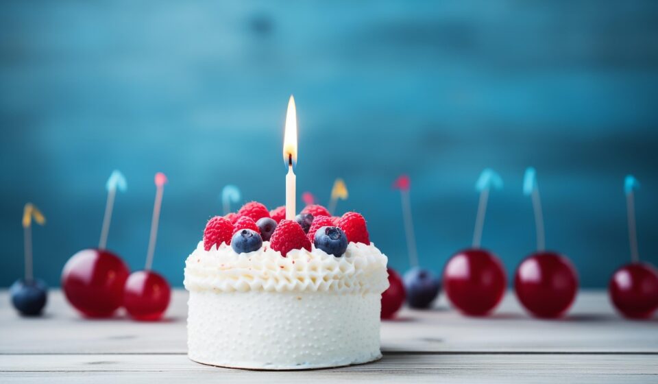 cake, berries, candle, sponge cake, sweet, delicious, fruits, celebration, red velvet, party, celebrate, event, happy birthday, dessert, ai generated