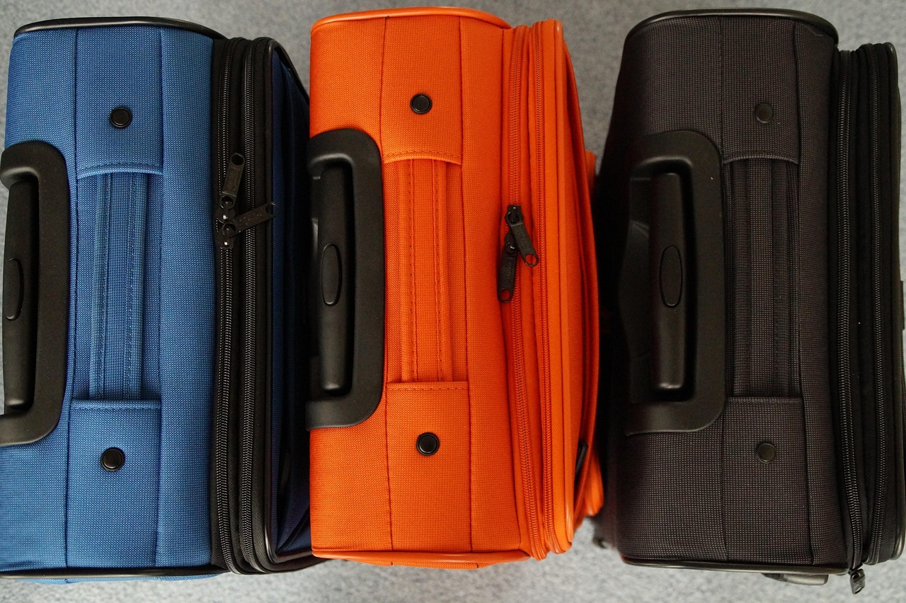 suitcase, travel, vacations, packaging, multicoloured, row, three, suitcase, suitcase, suitcase, suitcase, suitcase