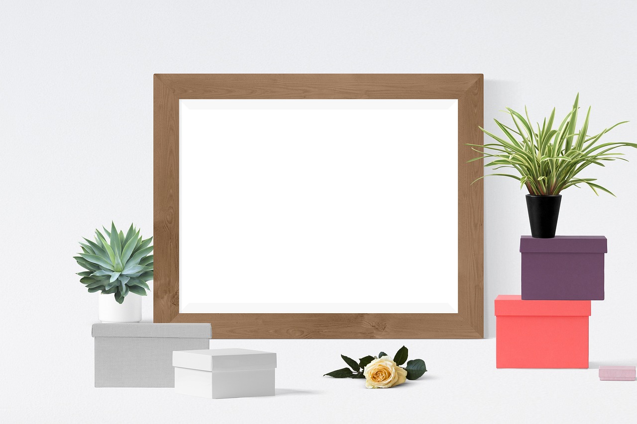 poster, frame, nature, boxes, plants